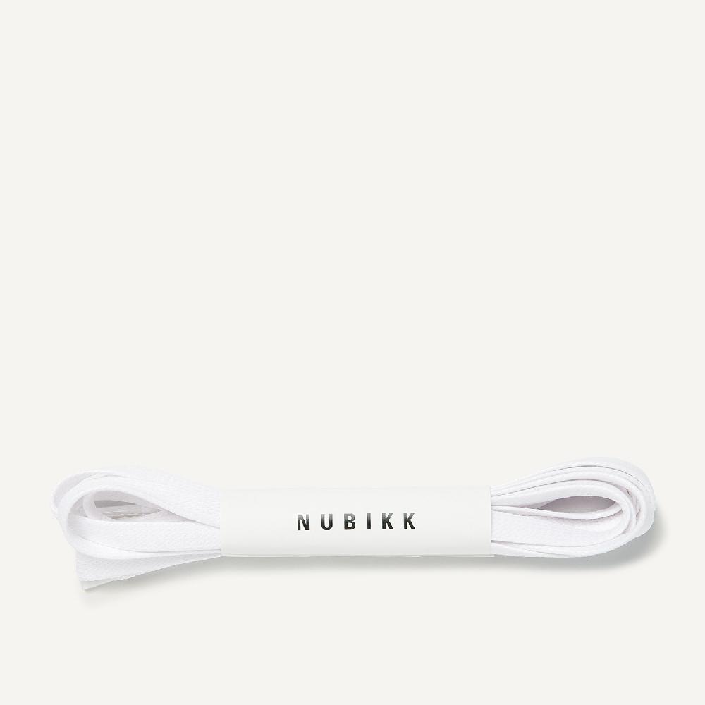 nubikk Witte Veters Platte Witte Katoenen Veters voor Dames