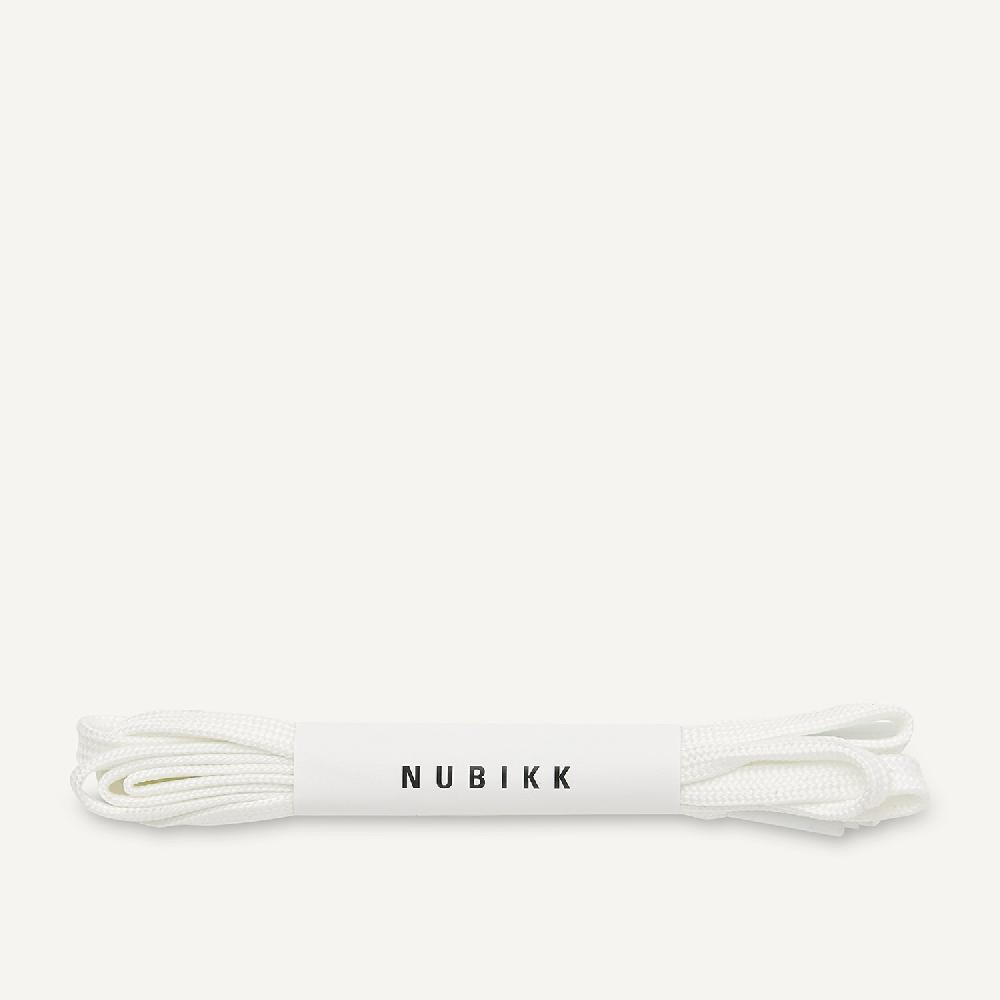 nubikk Witte Veters Vlakke Dunne Witte Nylon Veters