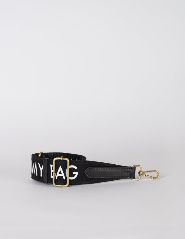O My Bag Canvas Logo Strap - Zwart / Zwart Klassiek Leer