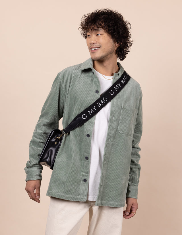 O My Bag Canvas Logo Strap - Zwart / Zwart Klassiek Leer