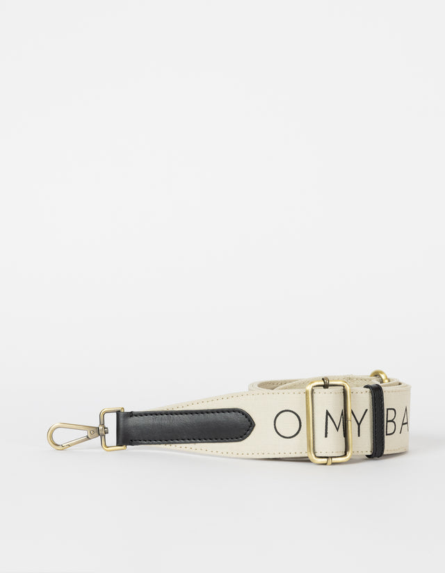 O My Bag Canvas Logo Strap - Wit / Zwart Klassiek Leer