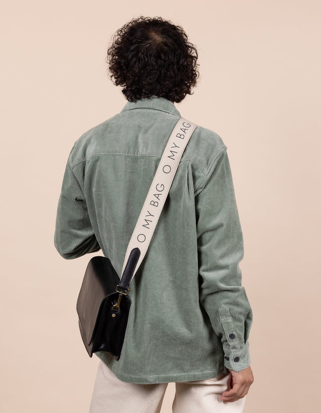 O My Bag Canvas Logo Strap - Wit / Zwart Klassiek Leer