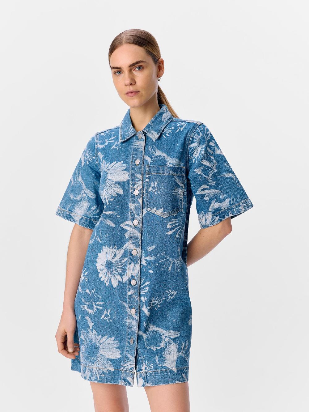 Object Petite BEDRUKT DENIM JURK