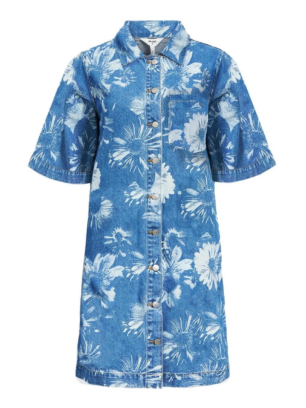 object petite BEDRUKT DENIM JURK