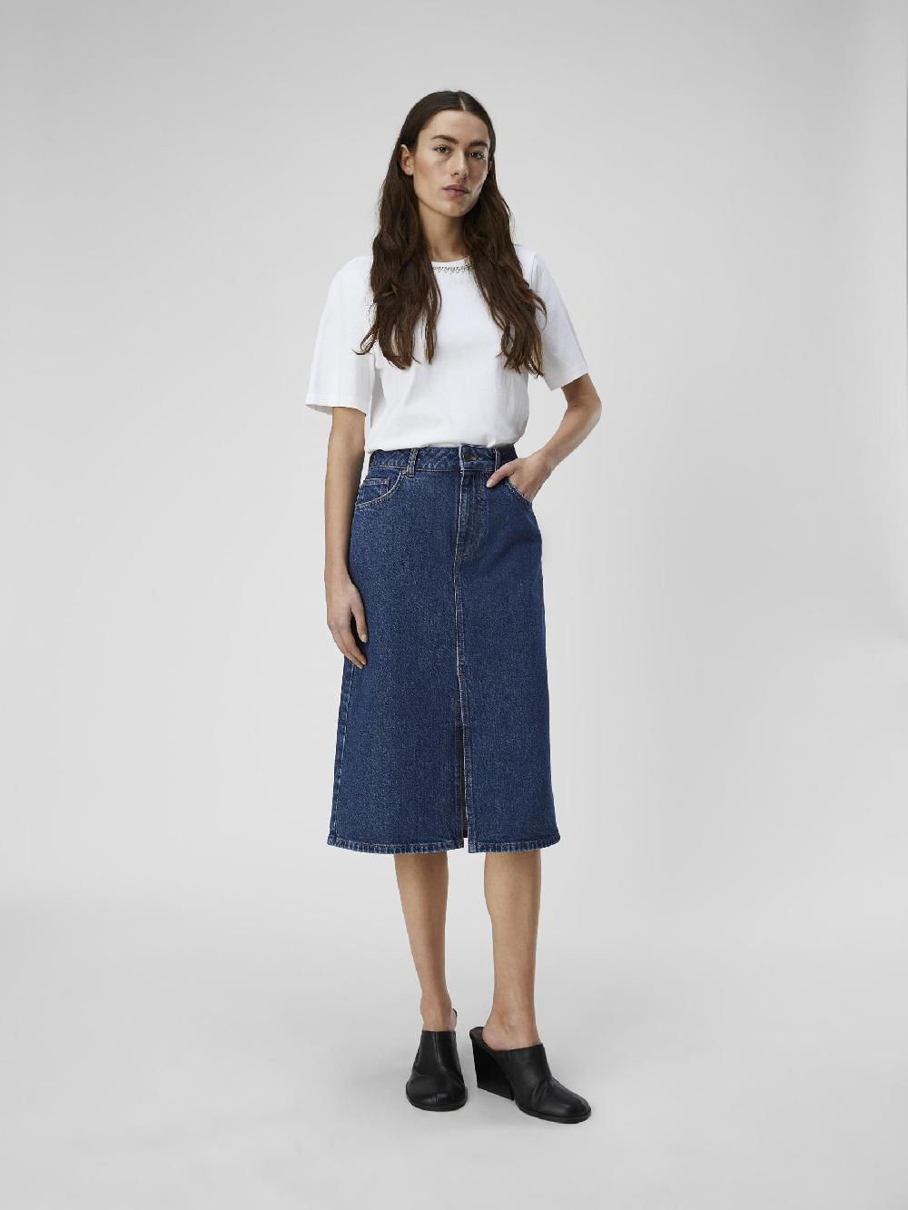 Object Petite DENIM MIDDELLANGE ROK