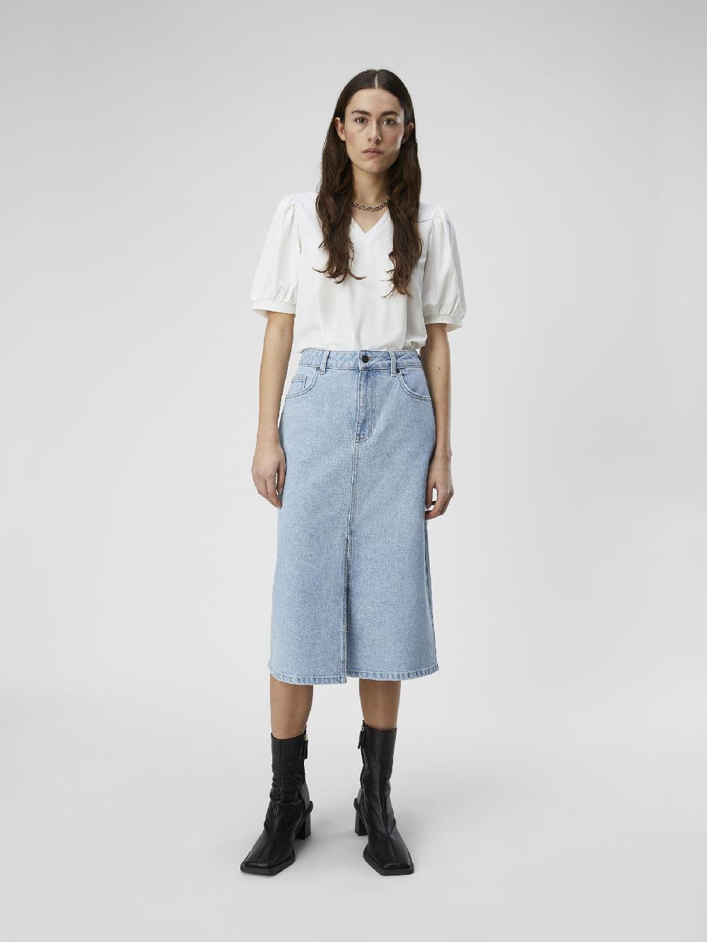 Object Petite DENIM MIDDELLANGE ROK