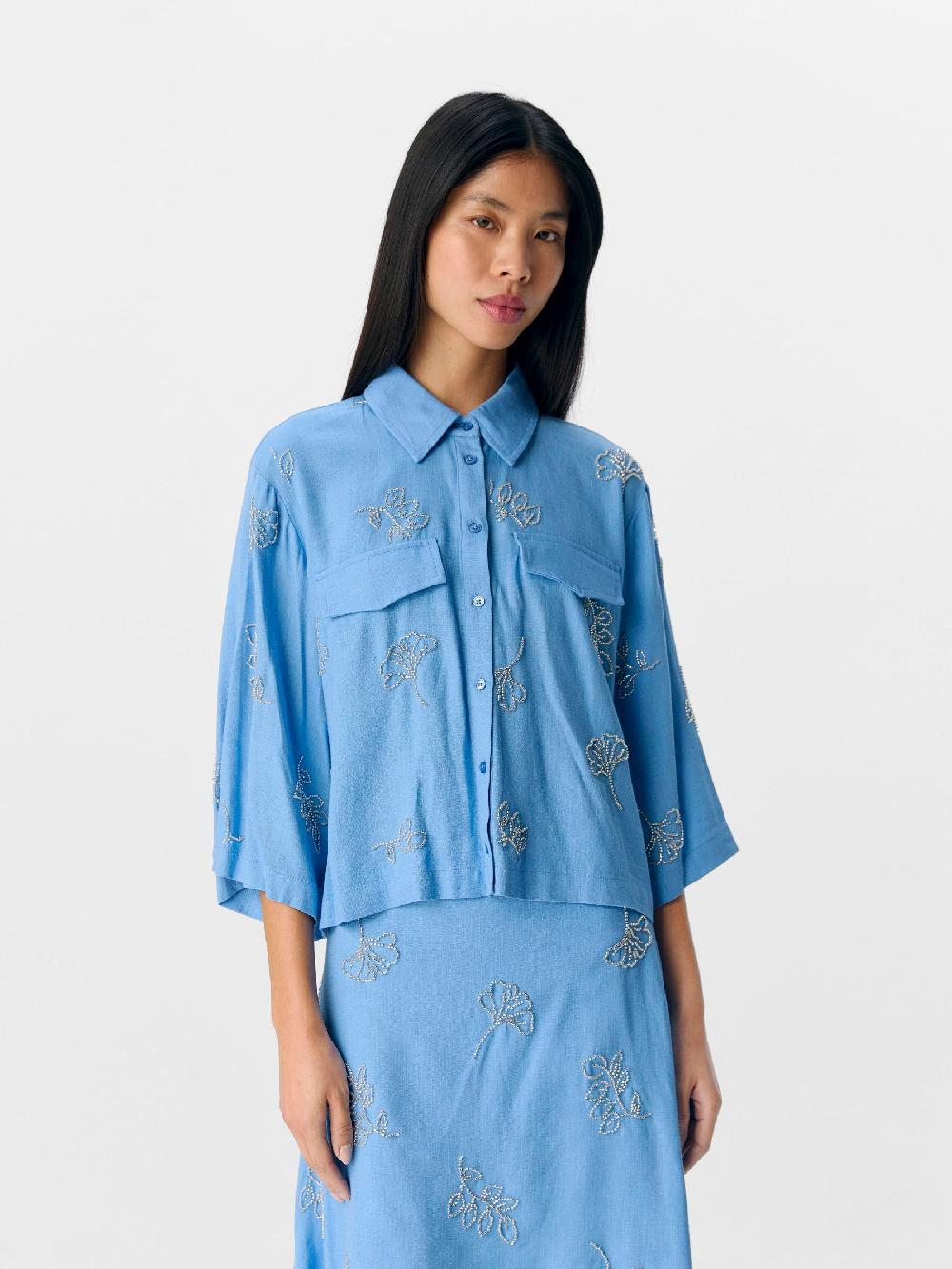 Object Petite GEBORDUURD CROPPED BLOUSE