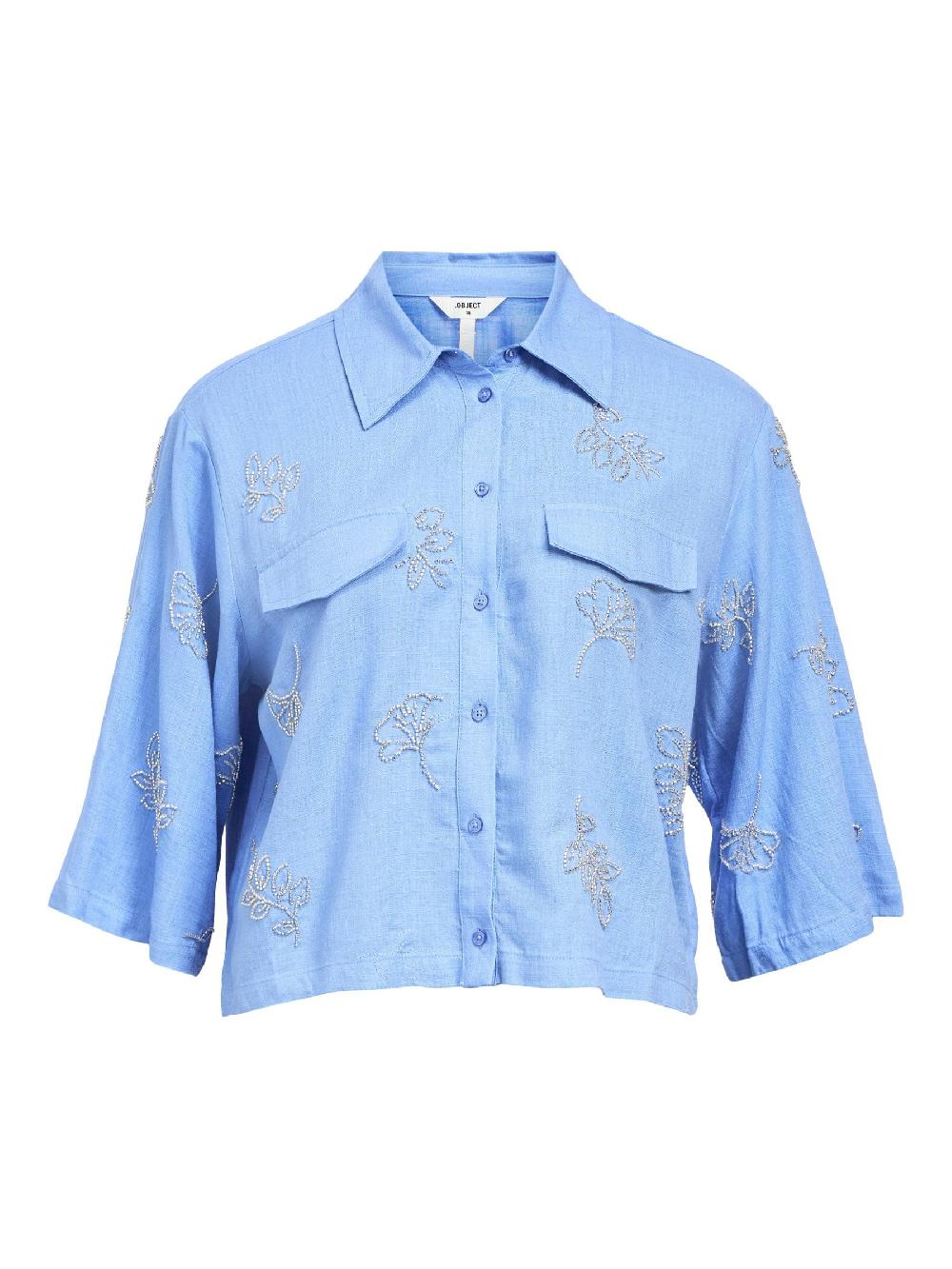 object petite GEBORDUURD CROPPED BLOUSE