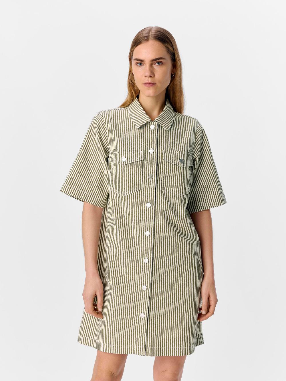 Object Petite GESTREEPT DENIM JURK