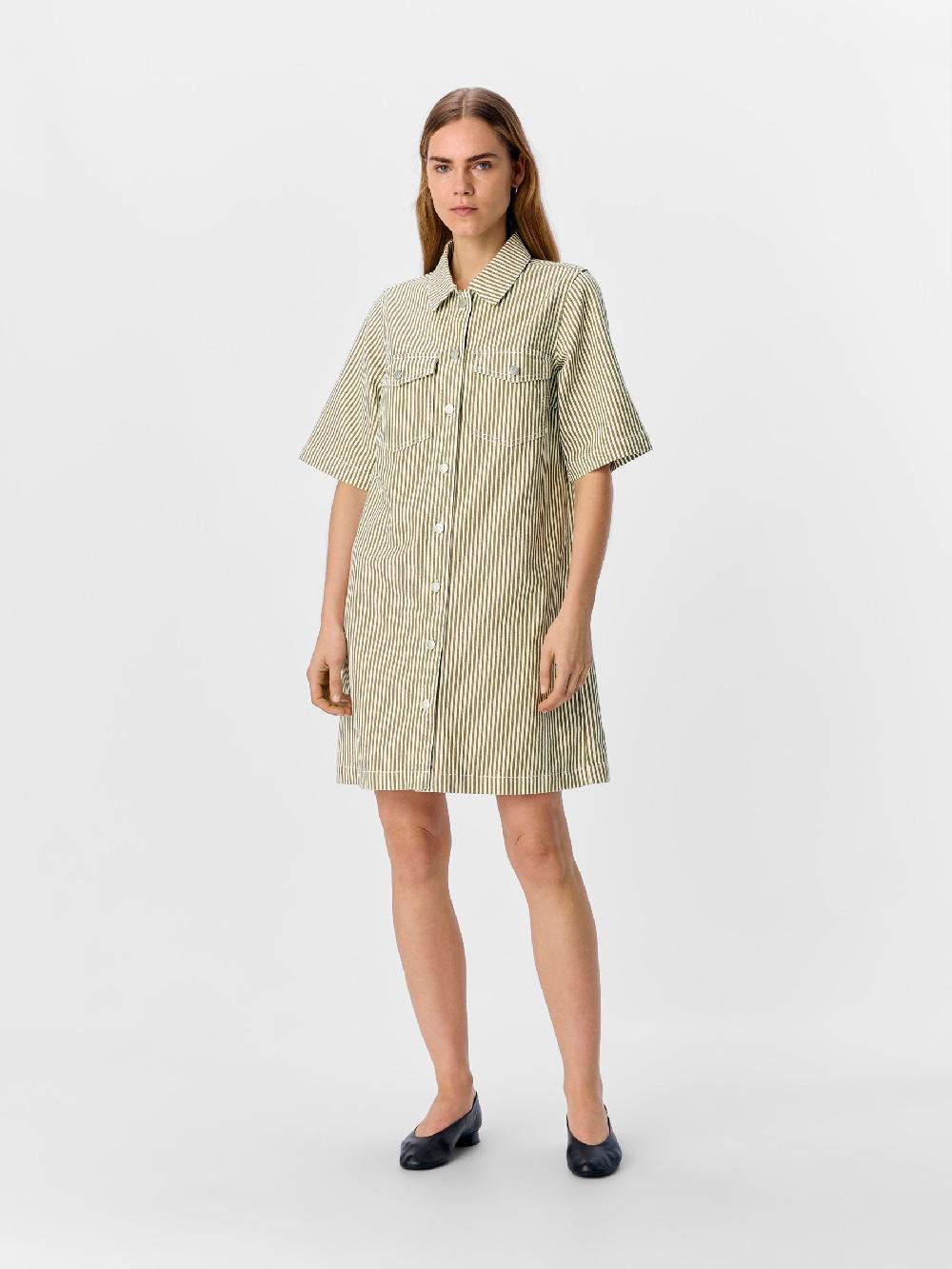 Object Petite GESTREEPT DENIM JURK