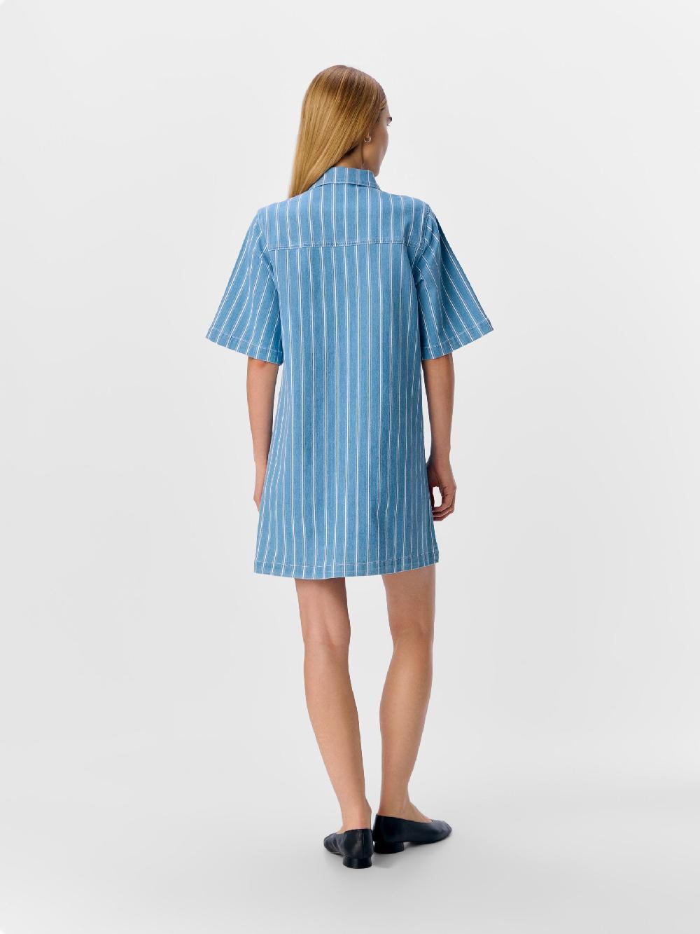 Object Petite GESTREEPT DENIM JURK