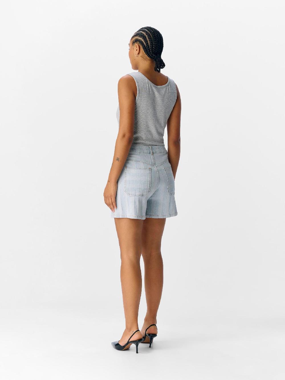Object Petite GESTREEPT DENIM SHORT