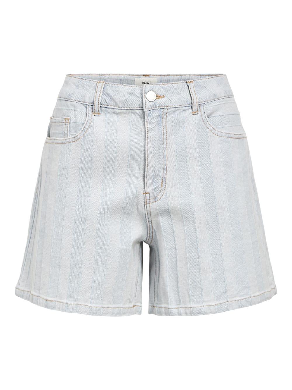 object petite GESTREEPT DENIM SHORT