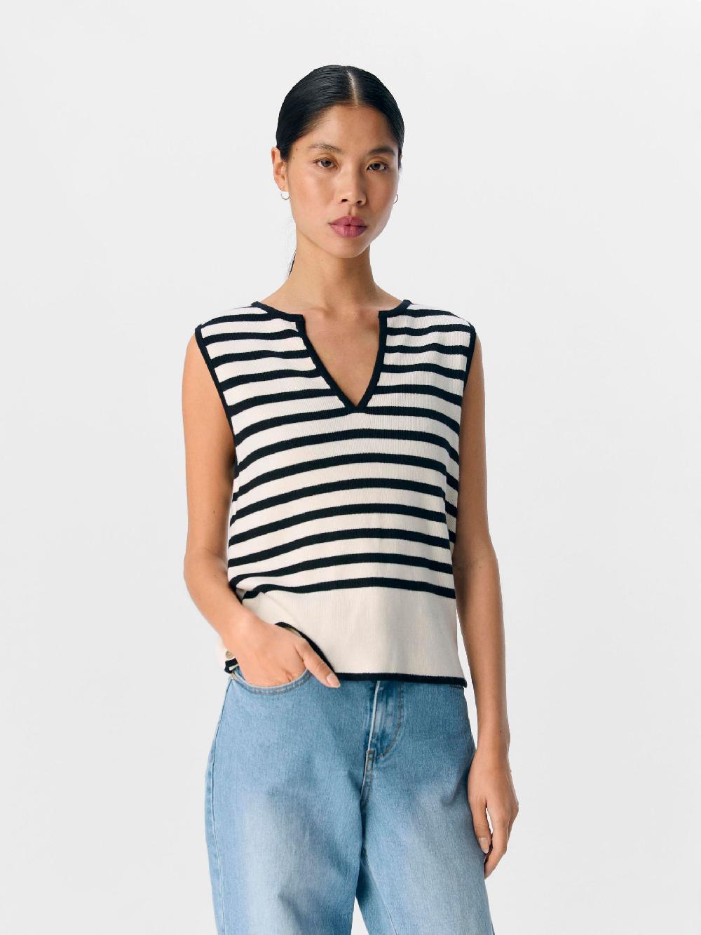 Object Petite GESTREEPT GEBREIDE TOP