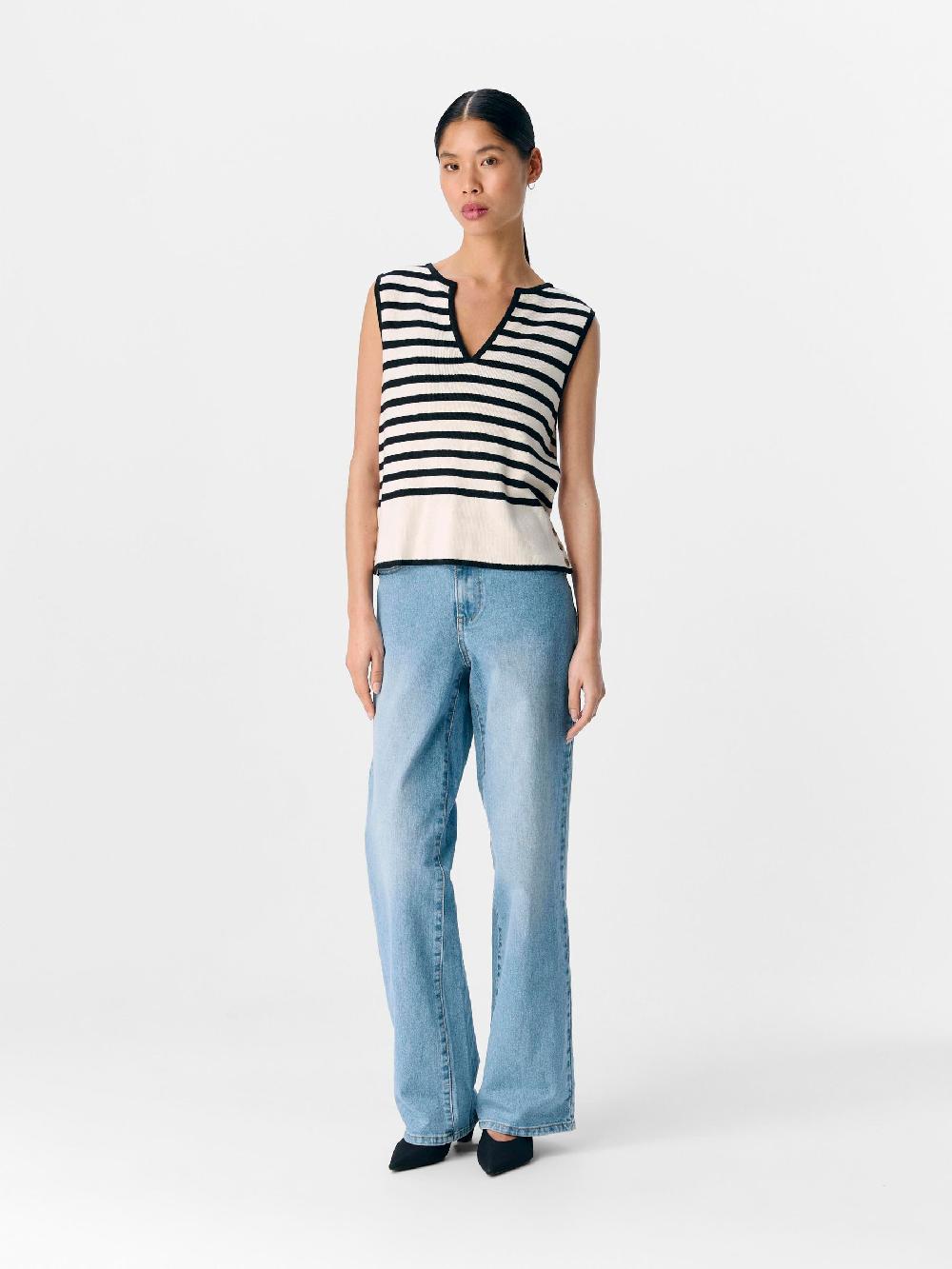 Object Petite GESTREEPT GEBREIDE TOP