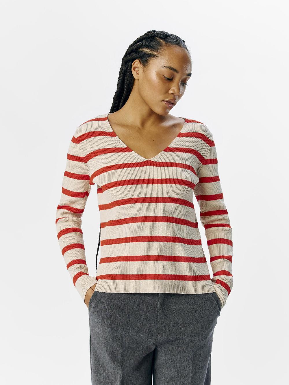 Object Petite GESTREEPT GEBREIDE TOP