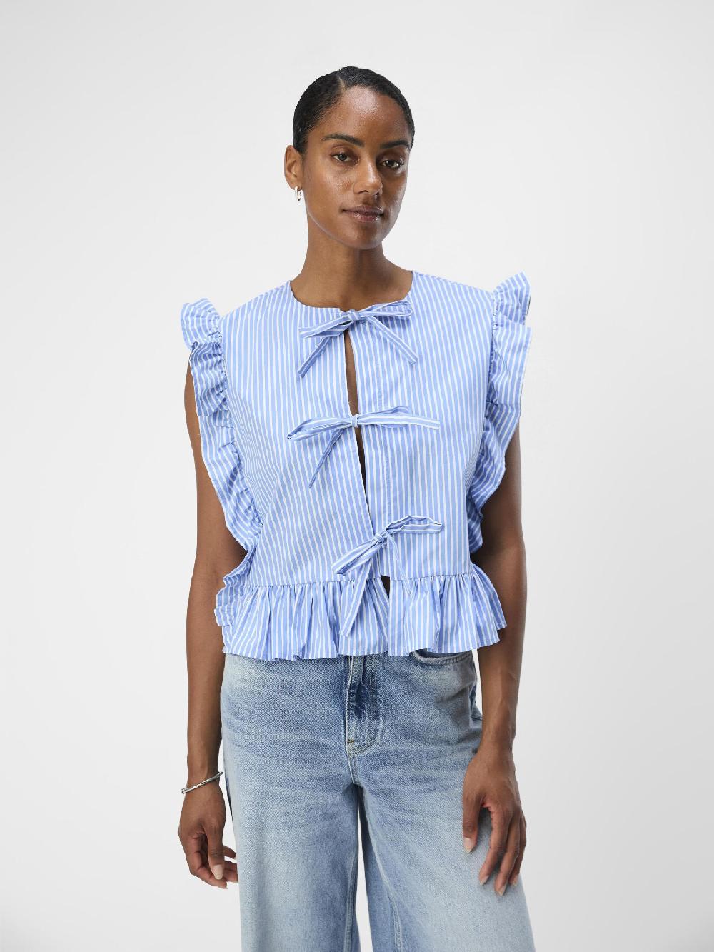 Object Petite GESTREEPT MOUWLOZE TOP