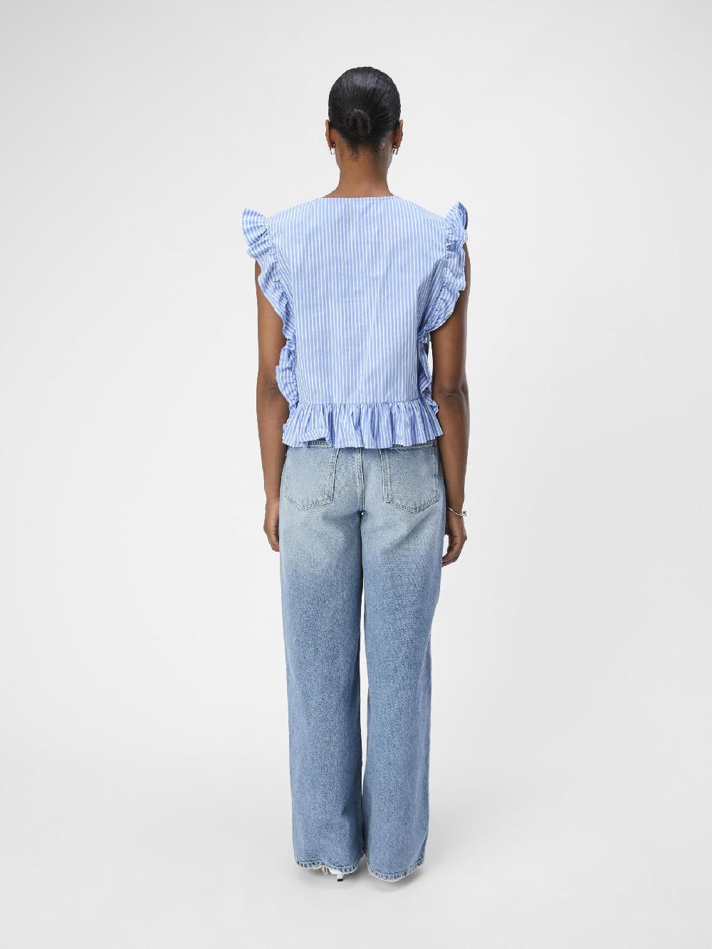 Object Petite GESTREEPT MOUWLOZE TOP