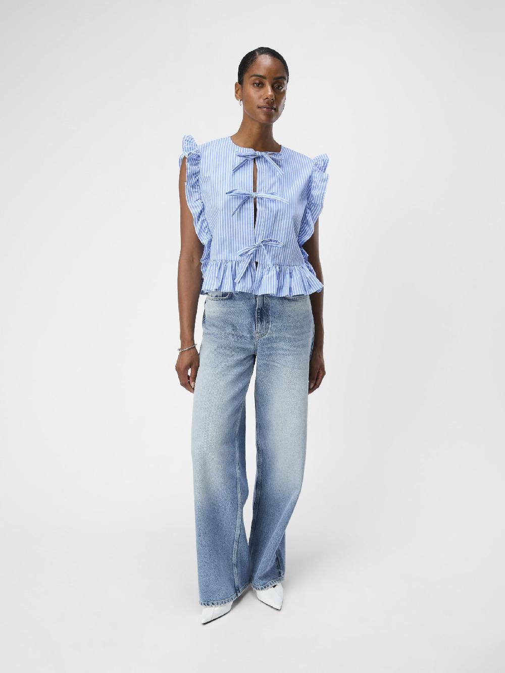 Object Petite GESTREEPT MOUWLOZE TOP