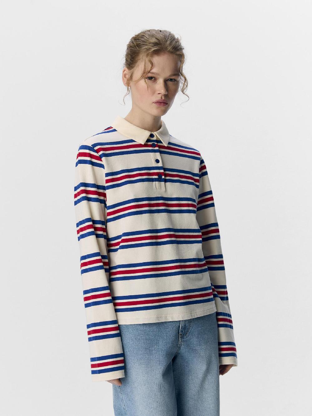 Object Petite GESTREEPT POLO MET LANGE MOUWEN