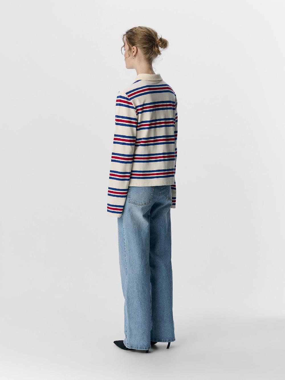 Object Petite GESTREEPT POLO MET LANGE MOUWEN