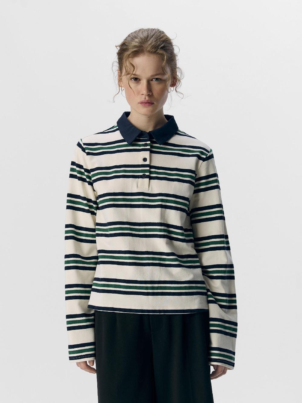 Object Petite GESTREEPT POLO MET LANGE MOUWEN