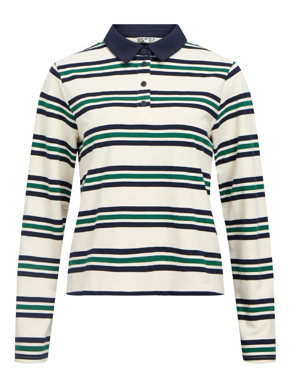 object petite GESTREEPT POLO MET LANGE MOUWEN