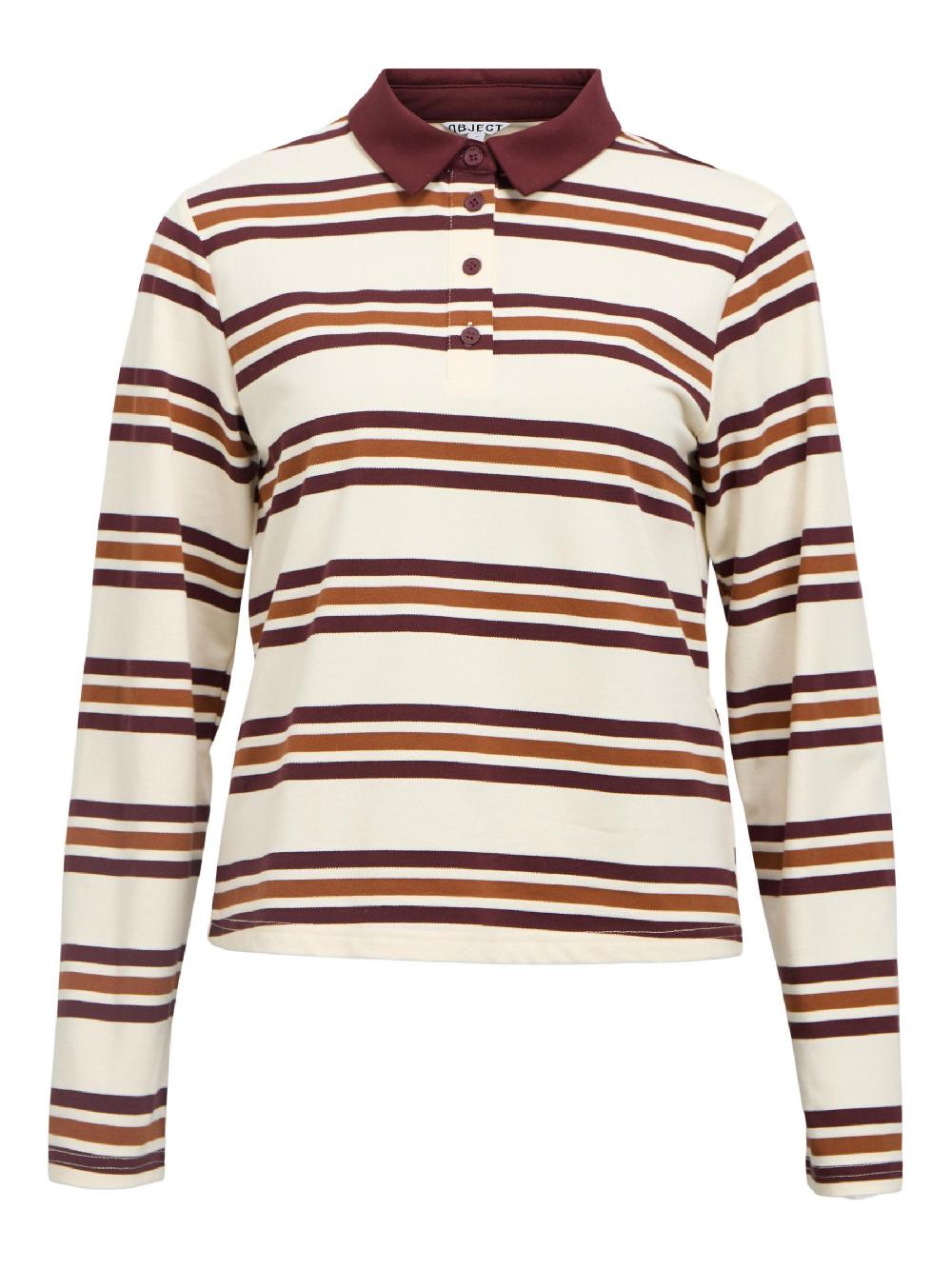 object petite GESTREEPT POLO MET LANGE MOUWEN