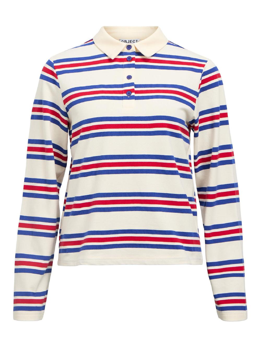 object petite GESTREEPT POLO MET LANGE MOUWEN