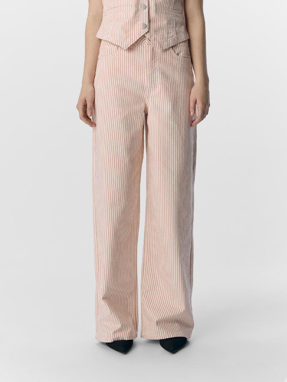 Object Petite GESTREEPT WIDE LEG JEANS