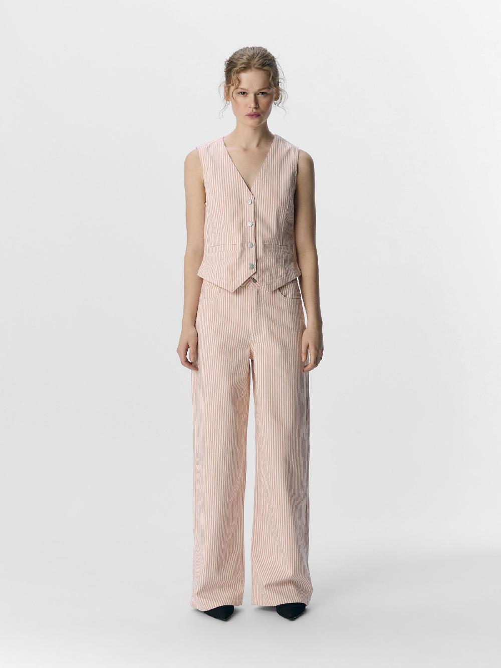 Object Petite GESTREEPT WIDE LEG JEANS