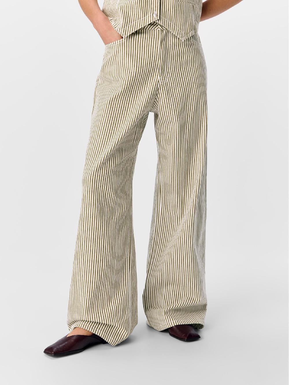 Object Petite GESTREEPT WIDE LEG JEANS