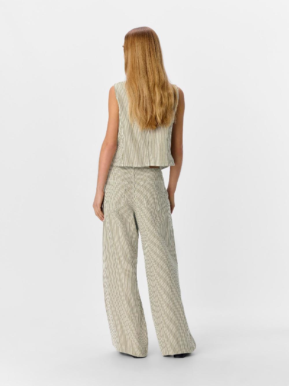 Object Petite GESTREEPT WIDE LEG JEANS