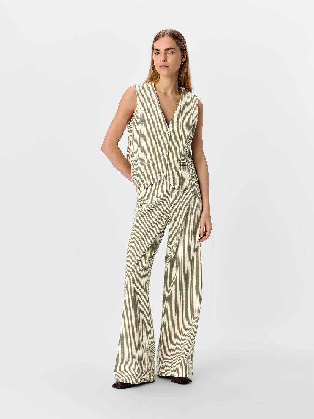 Object Petite GESTREEPT WIDE LEG JEANS