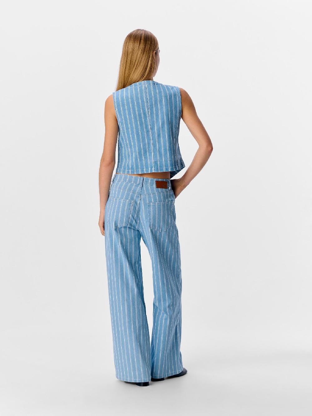 Object Petite GESTREEPT WIDE LEG JEANS