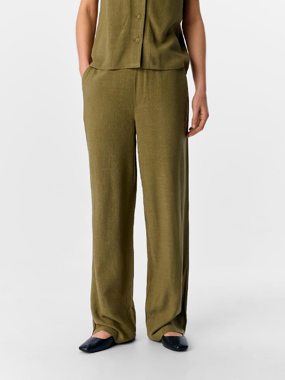 Object Petite LINNENMIX WIDE LEG BROEK