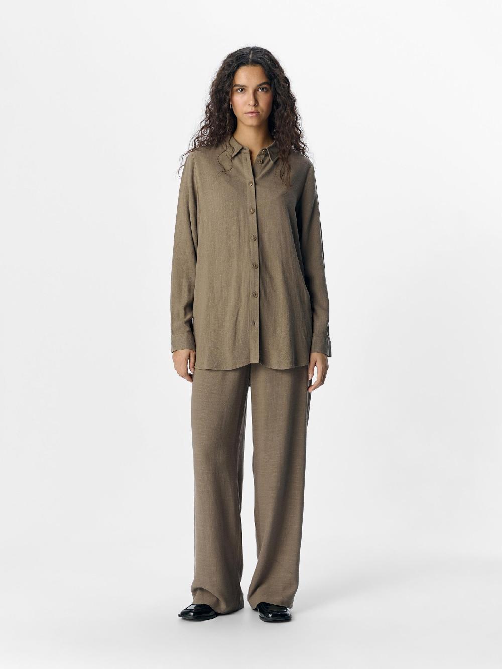 Object Petite LINNENMIX WIDE LEG BROEK