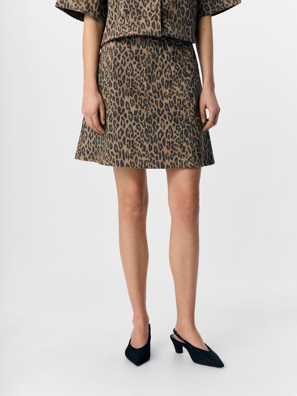 Object Petite LUIPAARDPRINT DENIM ROK