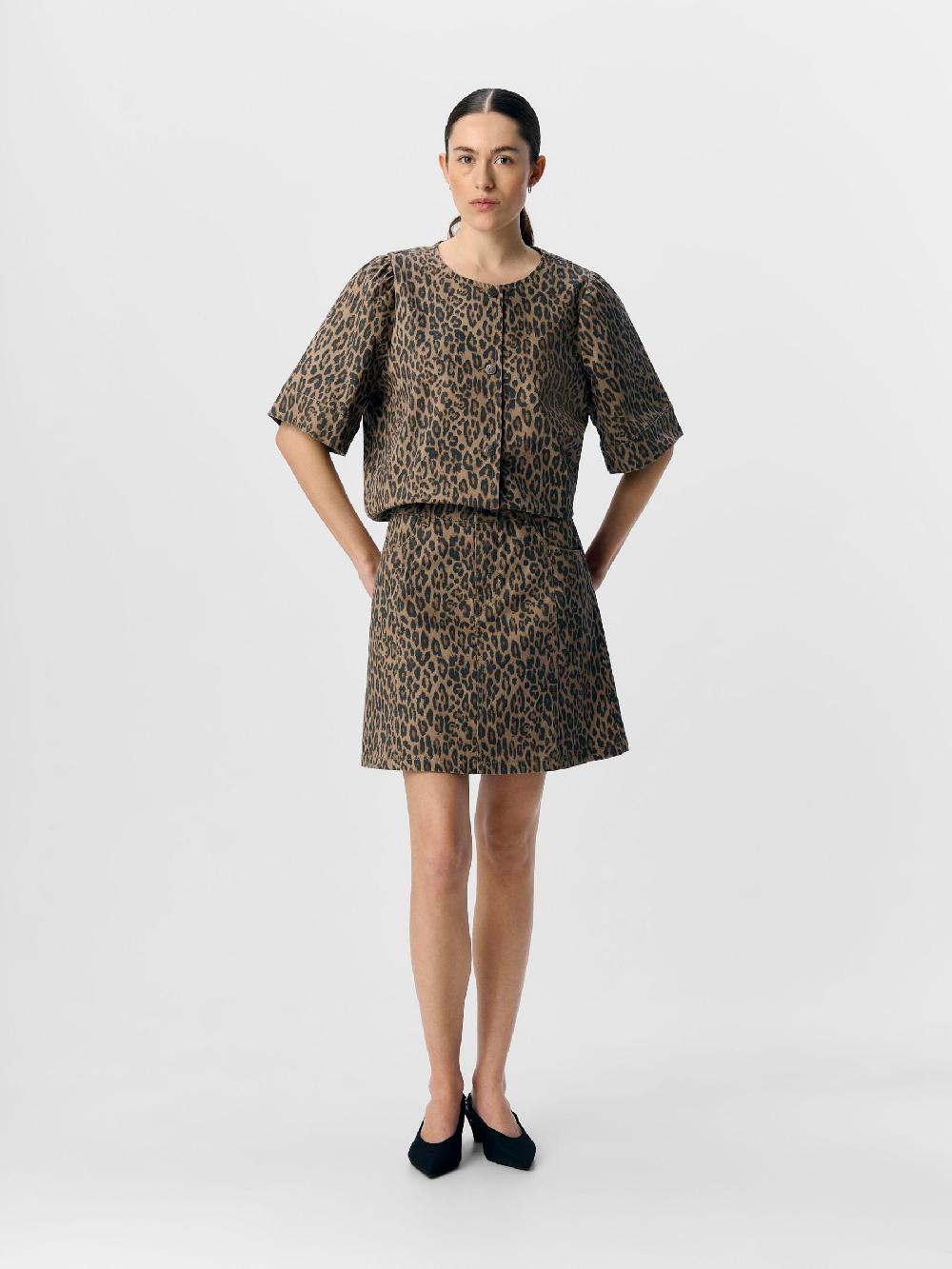 Object Petite LUIPAARDPRINT DENIM ROK