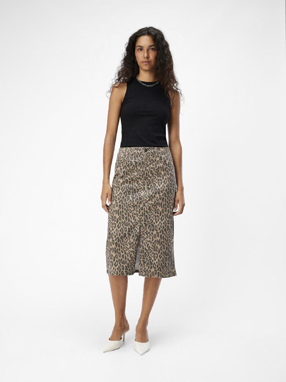 Object Petite LUIPAARDPRINT DENIM ROK