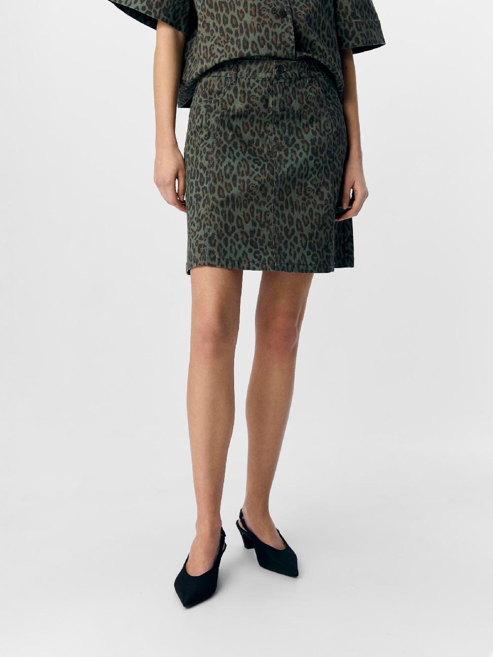 Object Petite LUIPAARDPRINT DENIM ROK