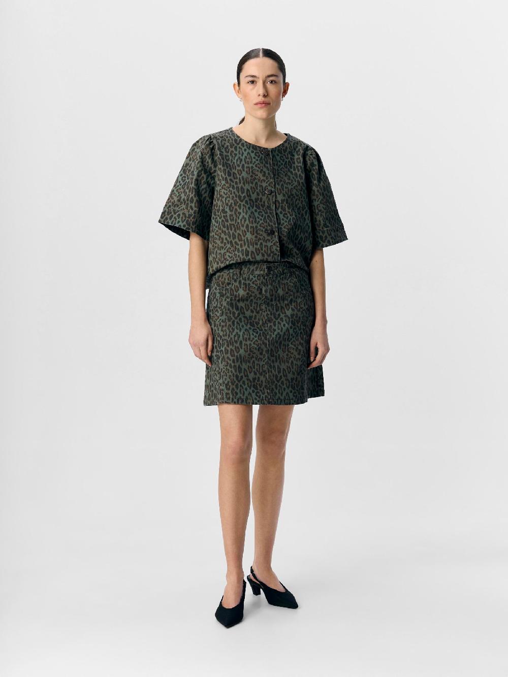 Object Petite LUIPAARDPRINT DENIM ROK