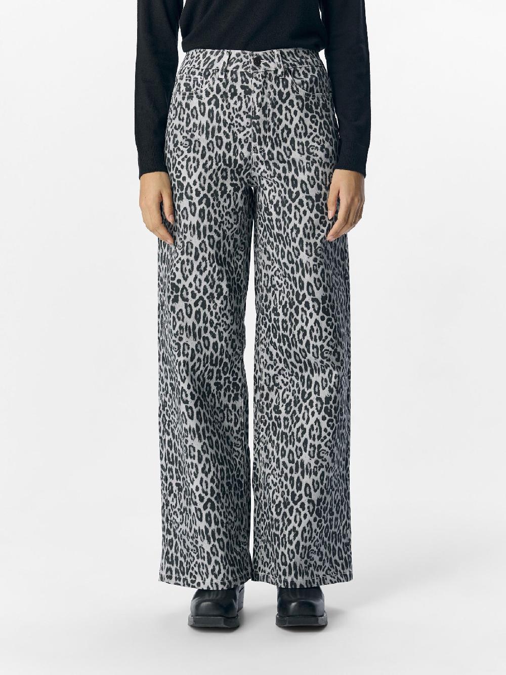 Object Petite LUIPAARDPRINT WIDE LEG JEANS