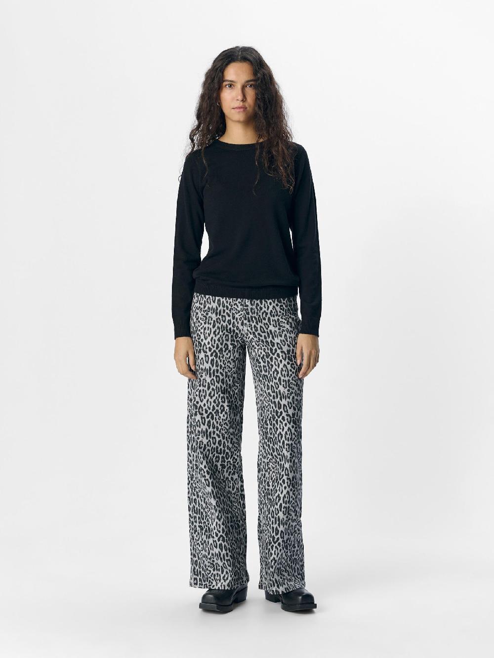 Object Petite LUIPAARDPRINT WIDE LEG JEANS