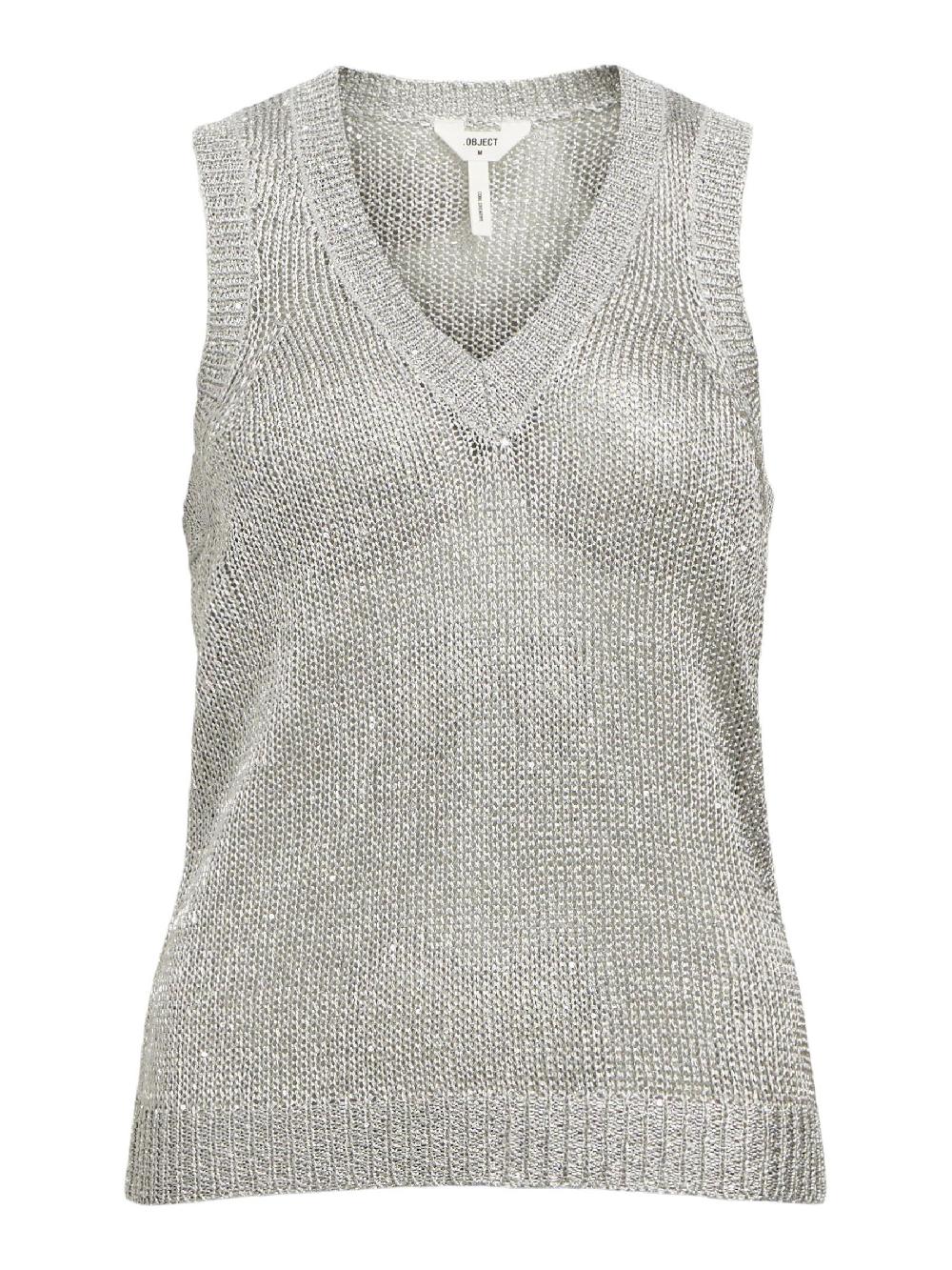 object petite METALLIC GEBREIDE TOP