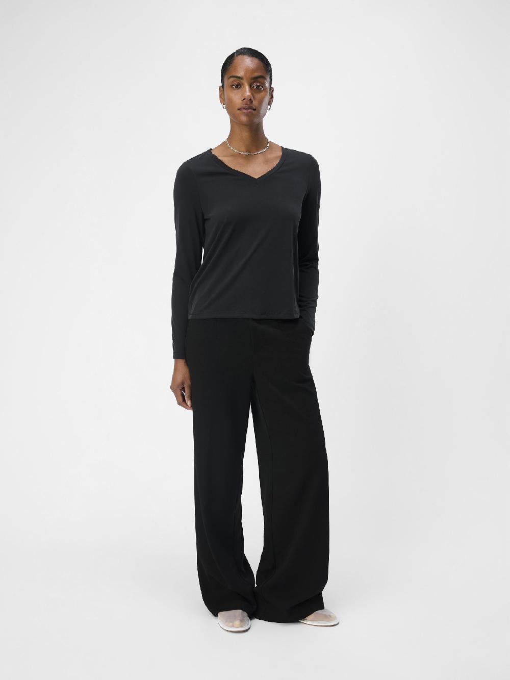 Object Petite V-HALS TOP MET LANGE MOUWEN