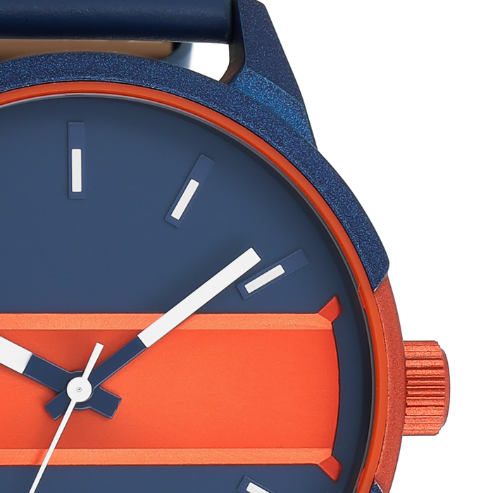 Oozoo Blauw/fluo Oranje OOZOO Horloge Met Blauwe Leren Band - C11232