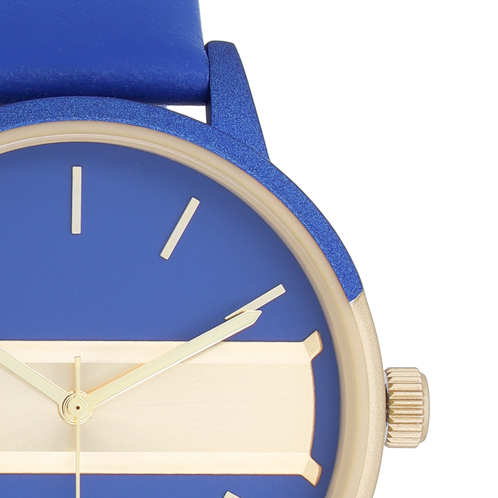 Oozoo Blauw/goudkleurige OOZOO Horloge Met Blauwe Leren Band - C11154