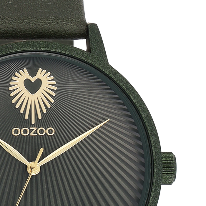 Oozoo Bos Groene OOZOO Horloge Met Leren Band - C11248