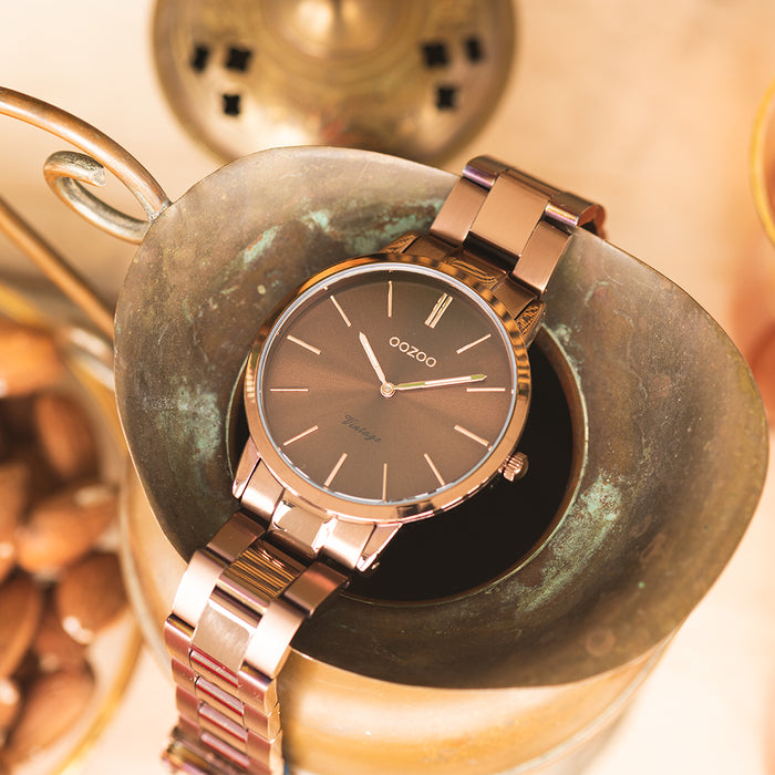 Oozoo Brown OOZOO Watch With Brown Stainless Steel Bracelet - C20106